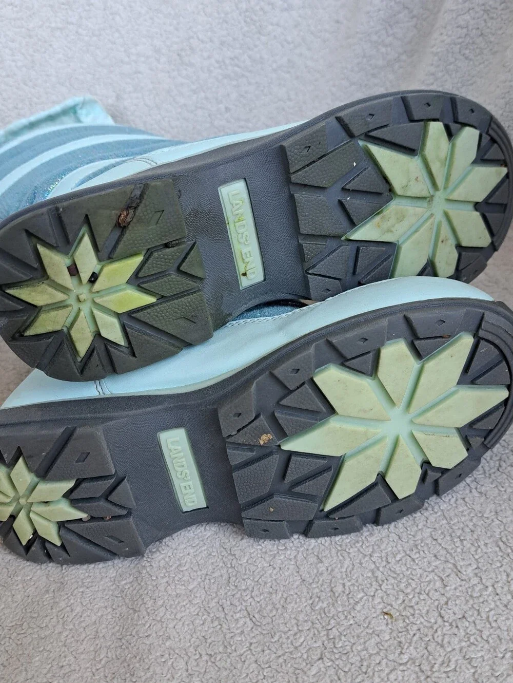 Lands' End Kids Light Blue Shimmer Snow Boots